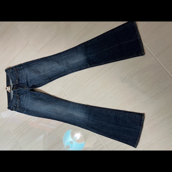 Lucky brand dark wash flare jeans, size 24, 34 long. Like new condition. - Picture 2 of 4